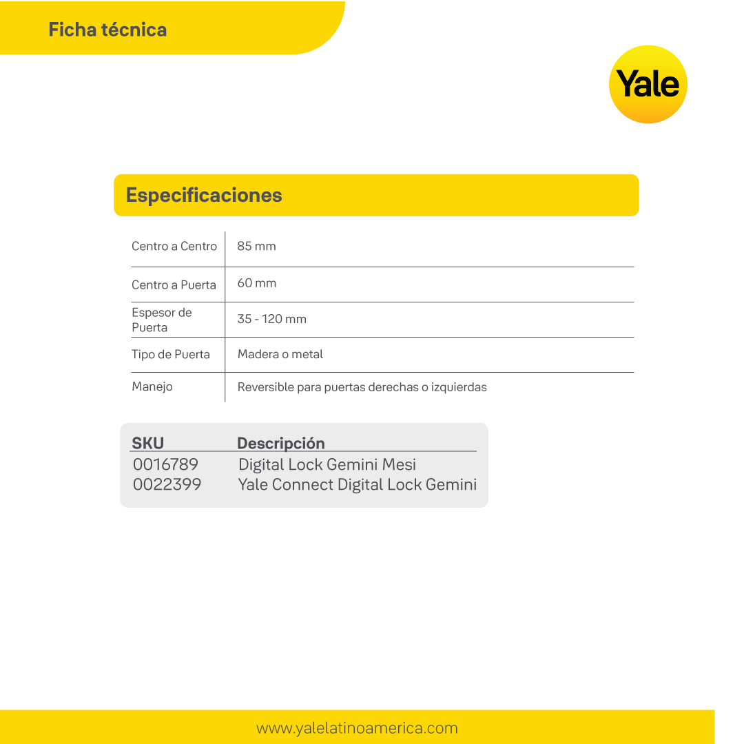 Cerradura Digital de Embutir Gemini + módulo para abrir desde el celular