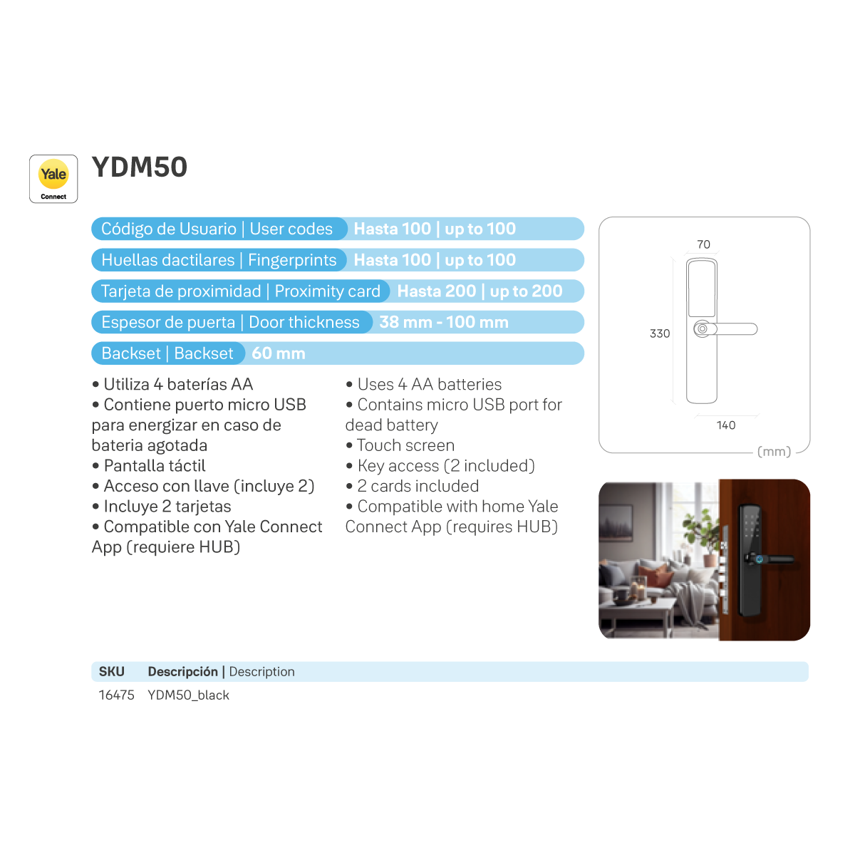 Cerradura Digital YDM50