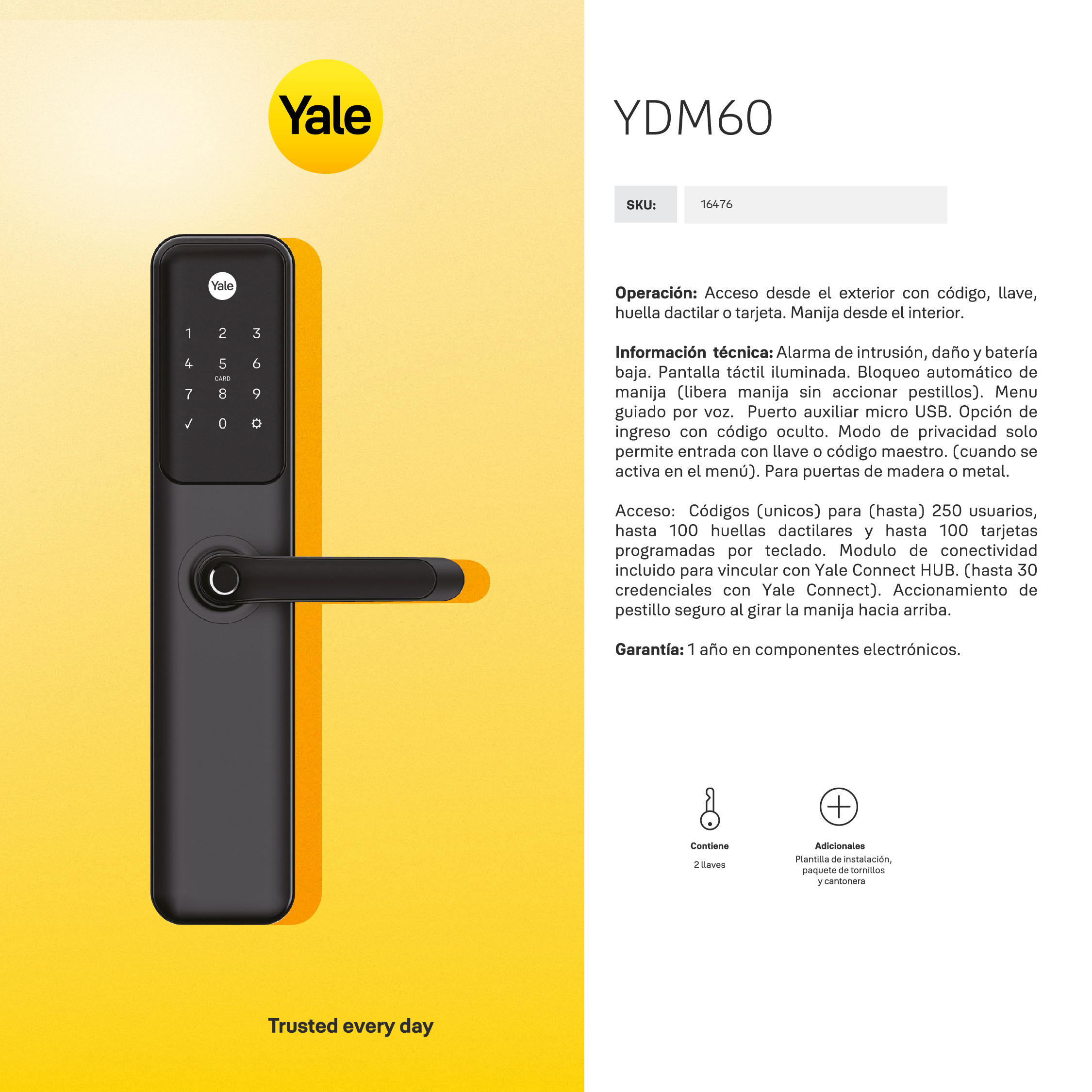 Cerradura Digital YDM60 + Módulo para abrir desde el celular