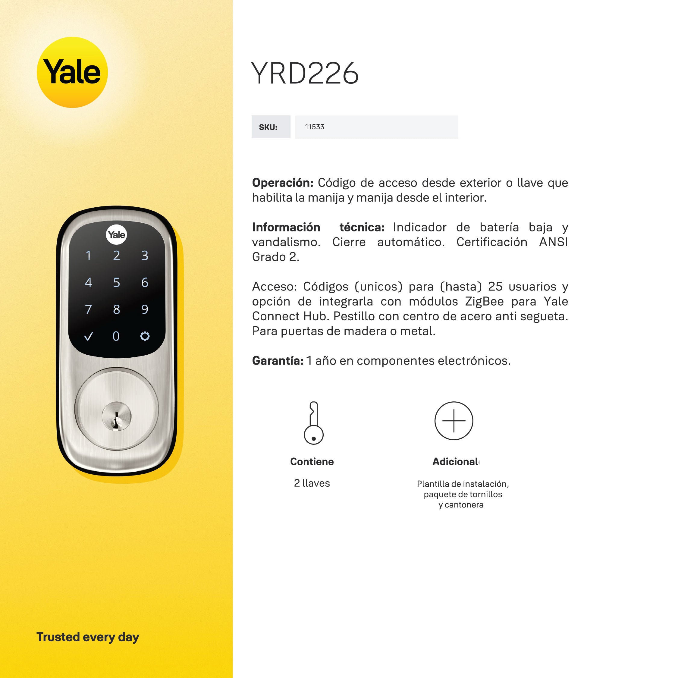 Cerrojo Digital YRD226 + Módulo para abrir desde el celular