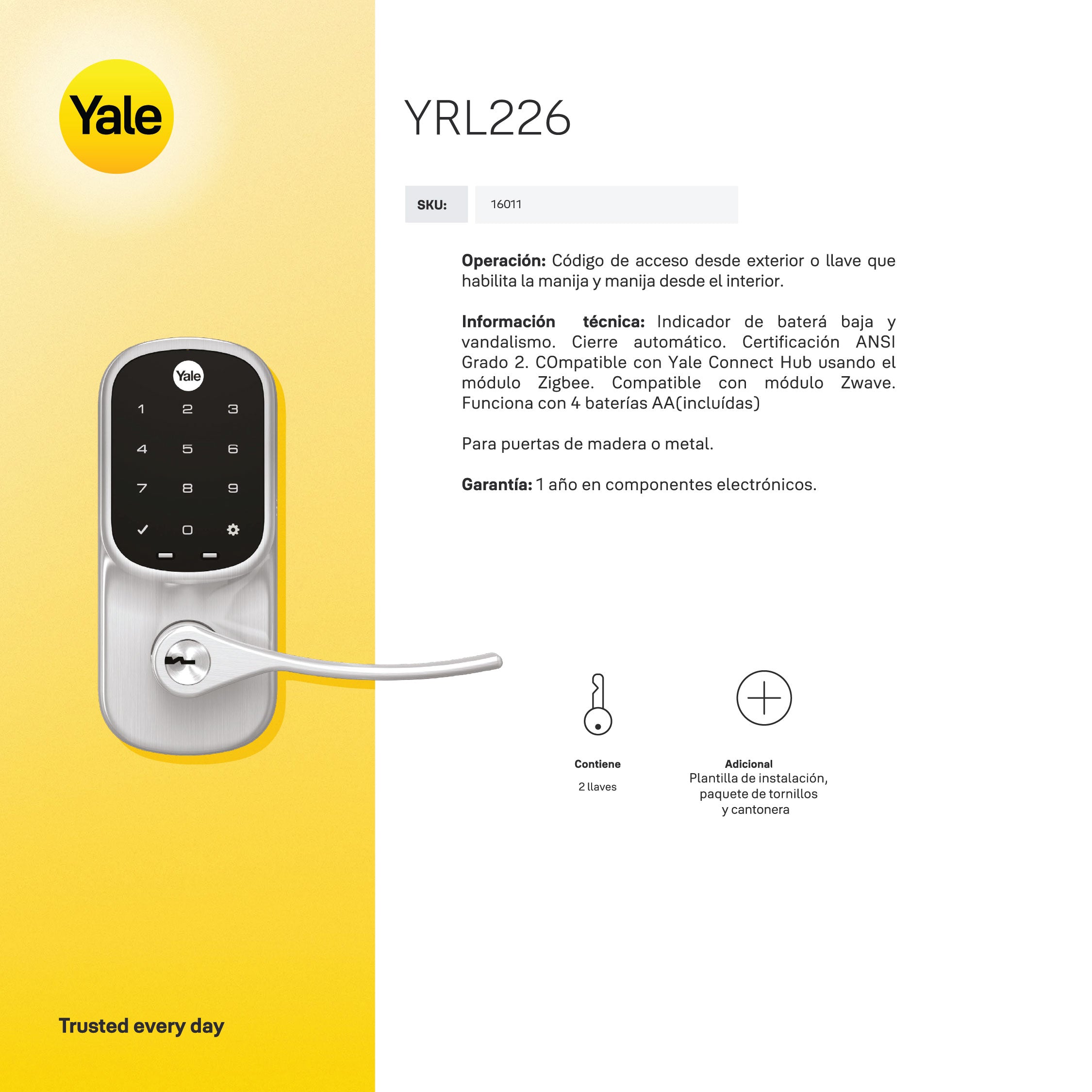 Cerrojo Digital YRL226 + Módulo para abrir desde el celular