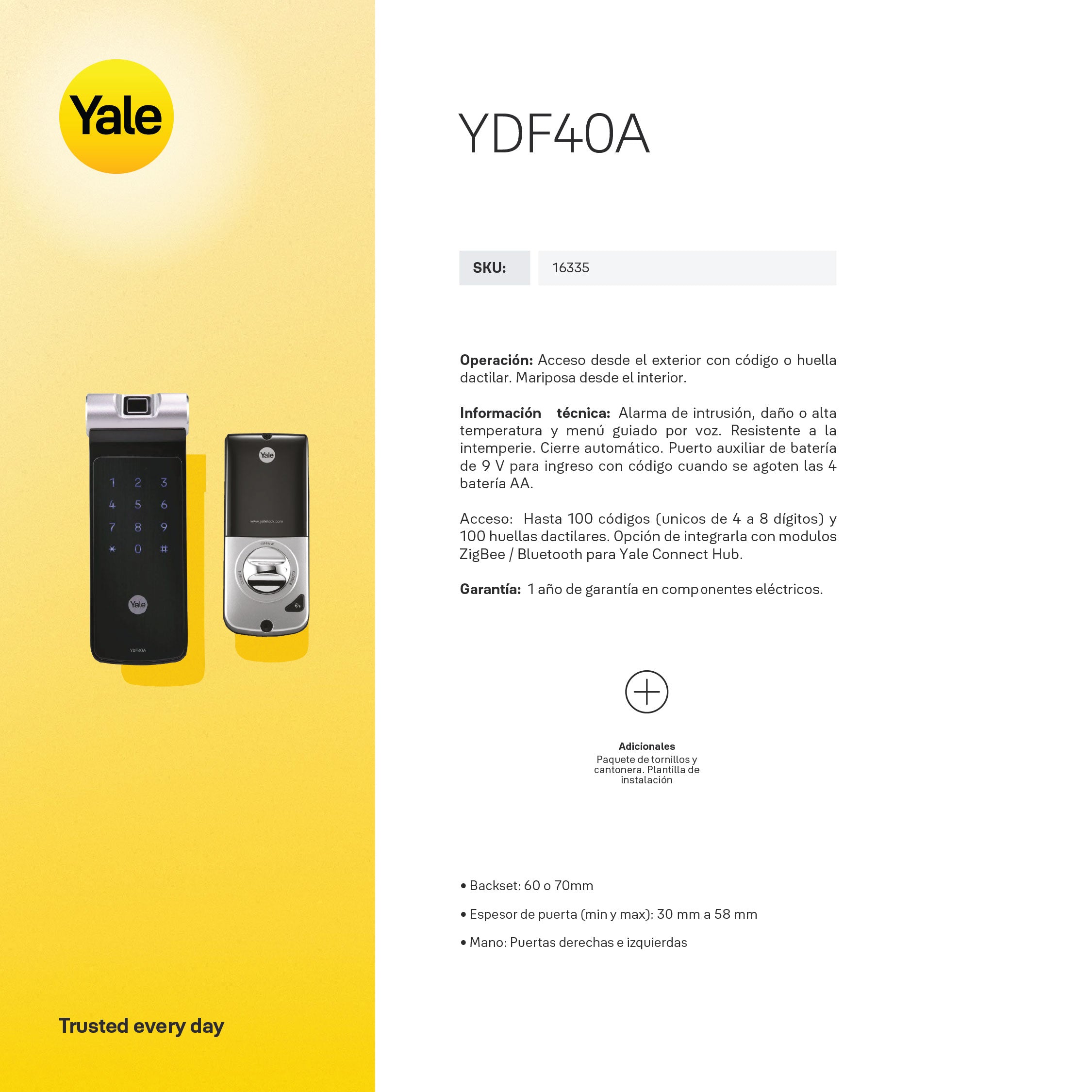 Cerrojo Digital YDF40A + Módulo para abrir desde el celular