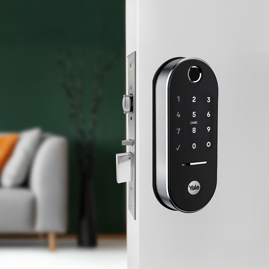 Cerradura digital Lia silver (Embutir) con módulo para abrir desde el celular
