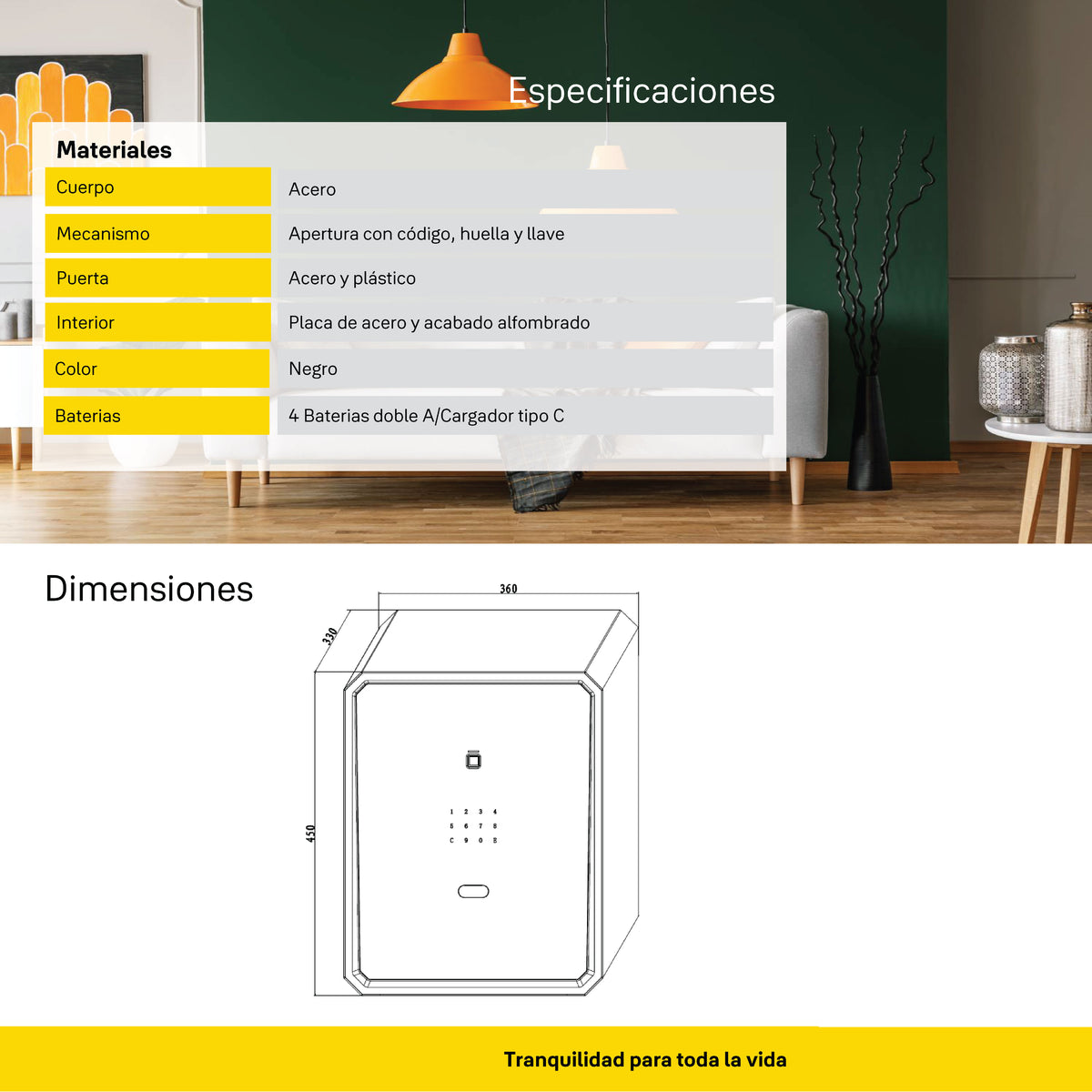 Caja fuerte biométrica (táctil)