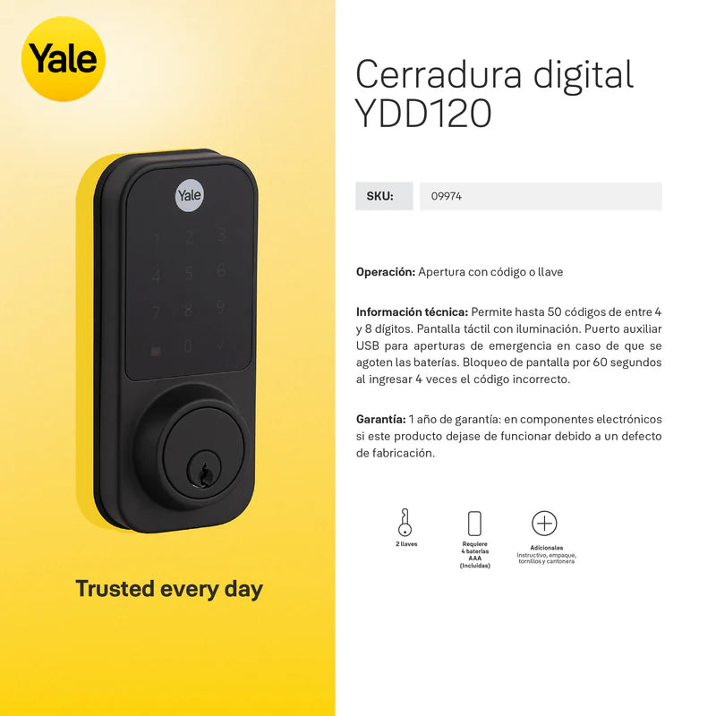 Cerrojo Digital YDD120 Negro
