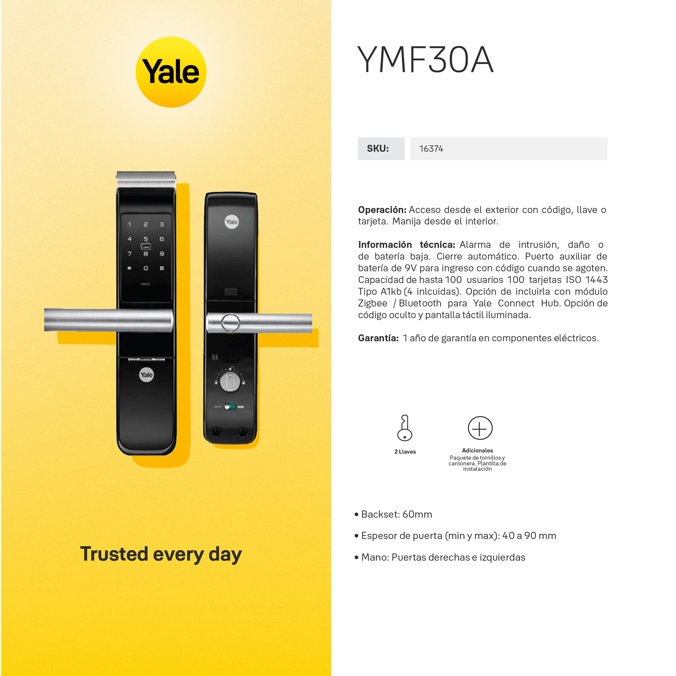 Cerradura Digital YMF30A + Módulo para abrir desde el celular