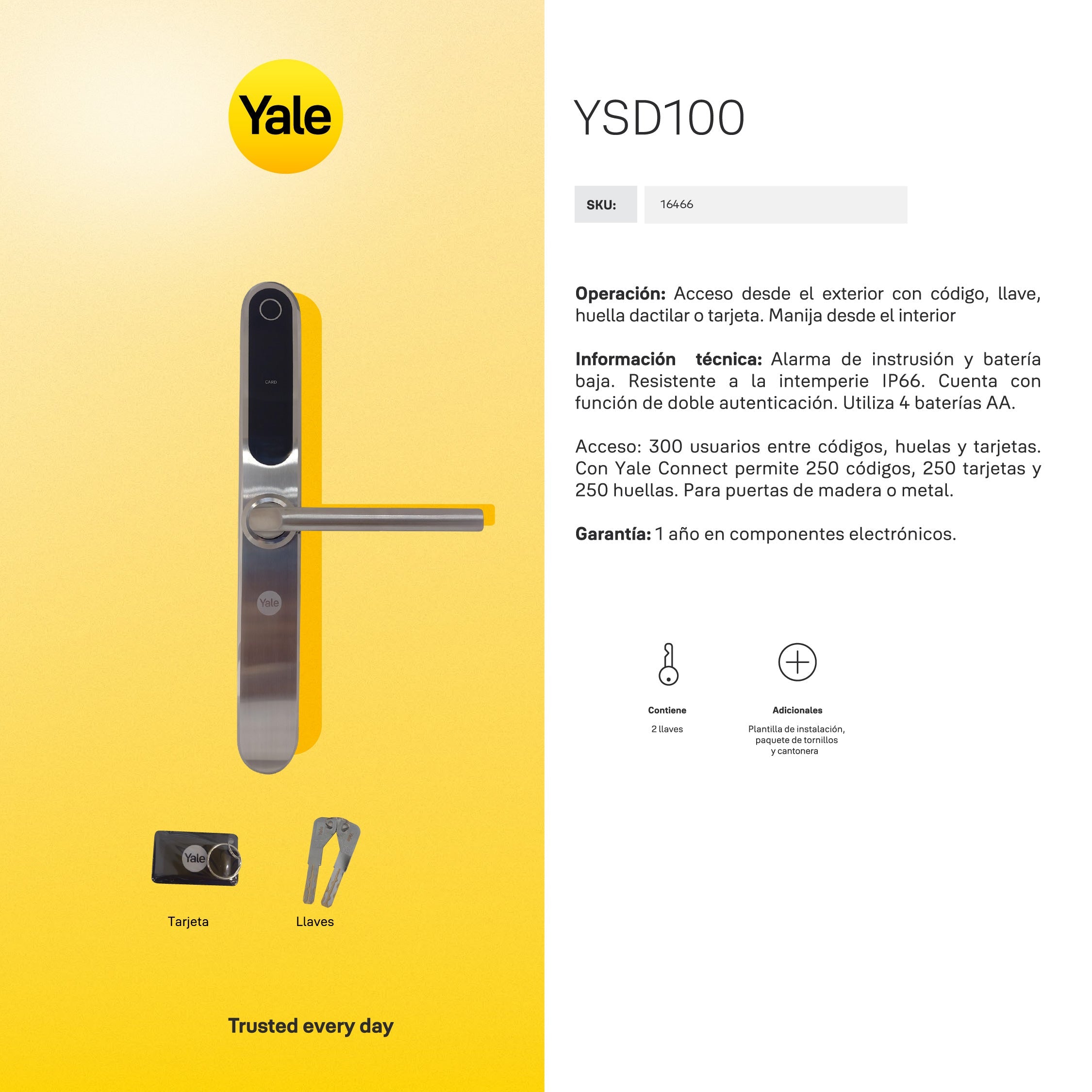 Cerradura Digital YSD100 (puerta corrediza) + módulo para abrir con ce